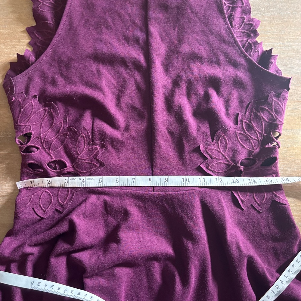 Free People Cha Cha Ponte Like A Dream Embroidered Dress in Plum Wine, Sz L - Picture 8 of 8